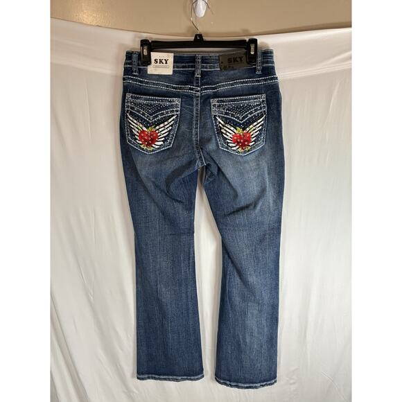 Sky Premium Collection Jeans 11/30 Stone Embellished Bootcut Angel Wings Heart - Picture 5 of 9